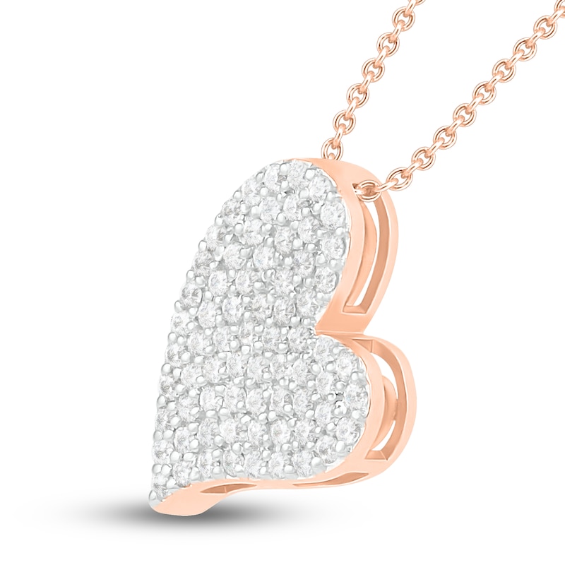 Main Image 2 of Diamond Heart Necklace 1/3 ct tw Round-cut 10K Rose Gold 18&quot;