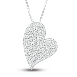 Diamond Heart Necklace 1/3 ct tw Round-cut 10K White Gold 18&quot;