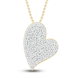 Diamond Heart Necklace 1/3 ct tw Round-cut 10K Yellow Gold 18&quot;