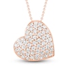 Thumbnail Image 1 of Diamond Pave Heart Necklace 1/4 ct tw Round-cut 10K Rose Gold 18&quot;