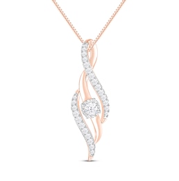 Diamond Journey Necklace 1/3 ct tw Round-Cut 10K Rose Gold 18"