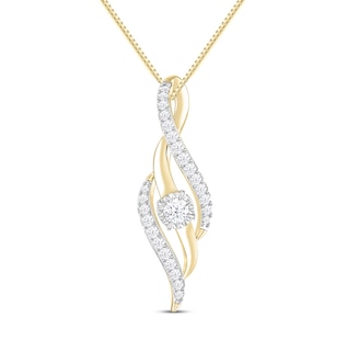 Diamond Journey Necklace 1/3 ct tw Round-Cut 10K Yellow Gold 18