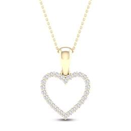 Diamond Heart Necklace 1/10 ct tw Round-Cut 10K Yellow Gold 18&quot;