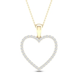 Diamond Heart Necklace 1/4 ct tw Round-Cut 10K Yellow Gold 18&quot;