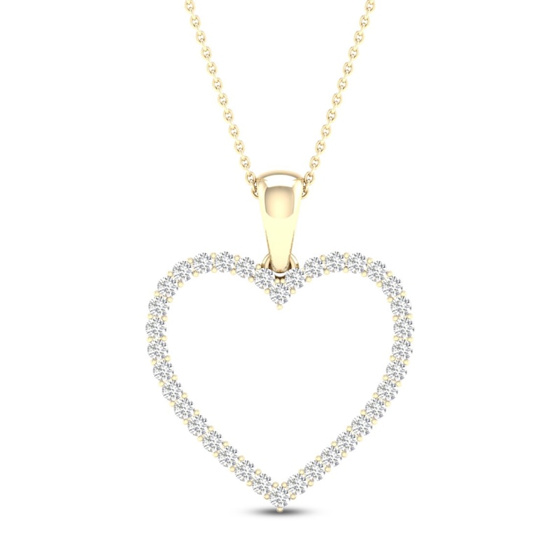 Main Image 1 of Diamond Heart Necklace 1/4 ct tw Round-Cut 10K Yellow Gold 18&quot;