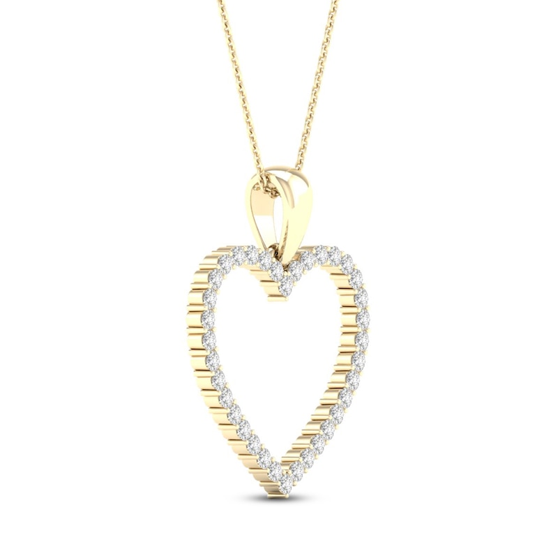 Main Image 3 of Diamond Heart Necklace 1/4 ct tw Round-Cut 10K Yellow Gold 18&quot;