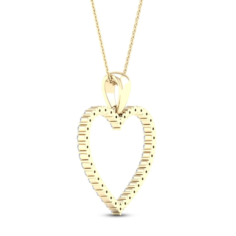 Main Image 4 of Diamond Heart Necklace 1/4 ct tw Round-Cut 10K Yellow Gold 18&quot;