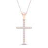 Thumbnail Image 0 of Diamond Cross Necklace 1/4 ct tw Round-Cut 10K Rose Gold 18"