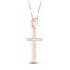 Thumbnail Image 2 of Diamond Cross Necklace 1/4 ct tw Round-Cut 10K Rose Gold 18"