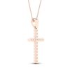 Thumbnail Image 3 of Diamond Cross Necklace 1/4 ct tw Round-Cut 10K Rose Gold 18"