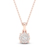 Thumbnail Image 1 of Diamond Halo Necklace 1/10 ct tw Round-Cut 10K Rose Gold 18&quot;