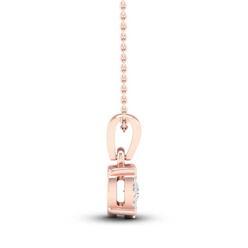 Diamond Halo Necklace 1/10 ct tw Round-Cut 10K Rose Gold 18