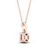 Thumbnail Image 4 of Diamond Halo Necklace 1/10 ct tw Round-Cut 10K Rose Gold 18&quot;