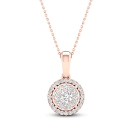 Multi-Diamond Necklace 1/4 ct tw Round-Cut 10K Rose Gold 18&quot;