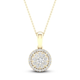 Multi-Diamond Necklace 1/4 ct tw Round-Cut 10K Yellow Gold 18&quot;