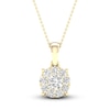 Thumbnail Image 1 of Diamond Halo Necklace 1/2 ct tw Round-Cut 10K Yellow Gold 18&quot;