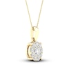 Thumbnail Image 3 of Diamond Halo Necklace 1/2 ct tw Round-Cut 10K Yellow Gold 18&quot;