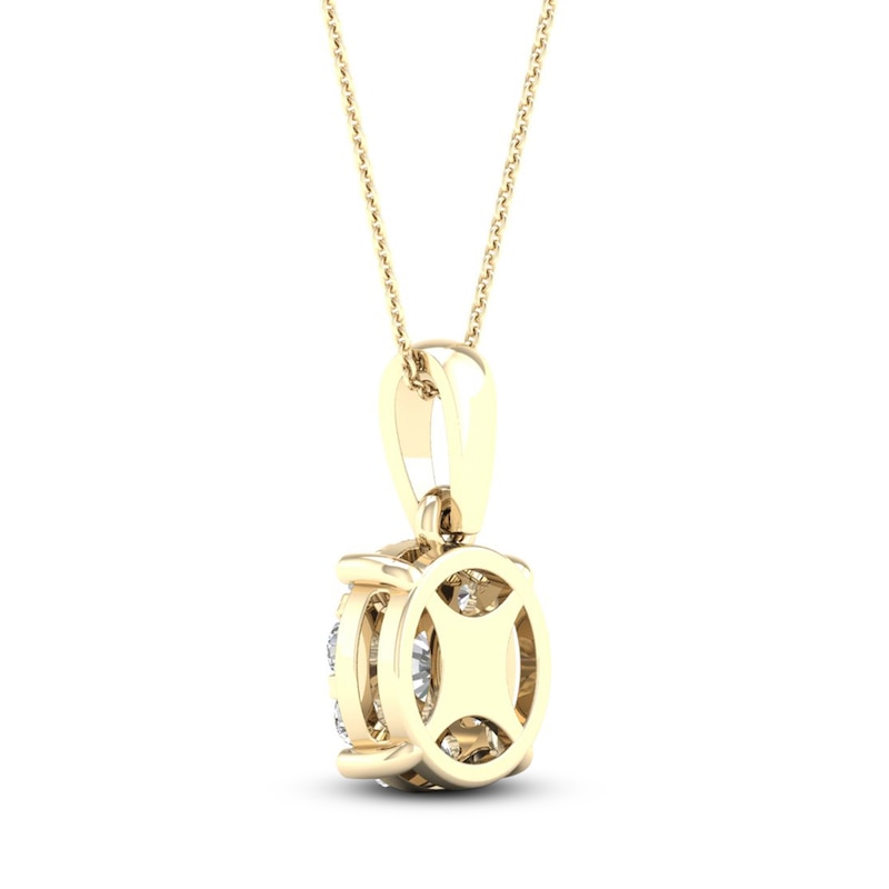 Main Image 4 of Diamond Halo Necklace 1/2 ct tw Round-Cut 10K Yellow Gold 18&quot;