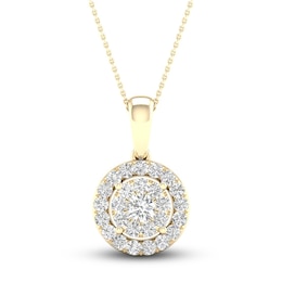 Multi-Diamond Necklace 1/2 ct tw Round-Cut 10K Yellow Gold 18&quot;