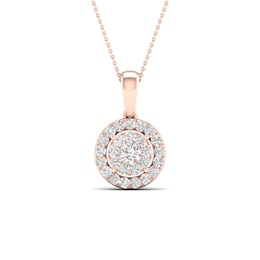 Multi-Diamond Necklace 1/2 ct tw Round-Cut 10K Rose Gold 18&quot;