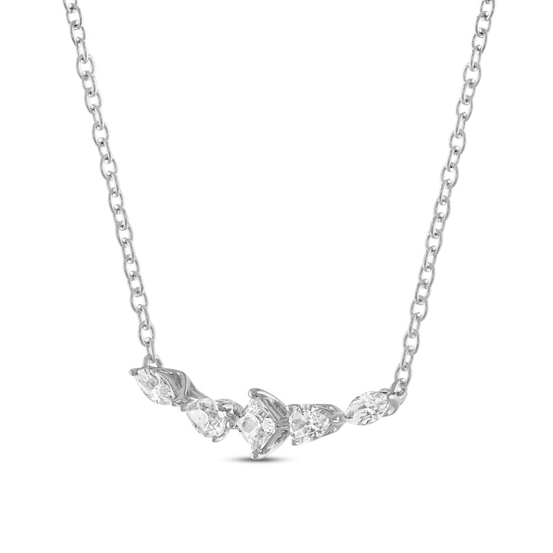 18 Carat White Gold Graduated Diamond Smile Necklet 0.50 Cts