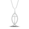 Thumbnail Image 1 of Diamond Ichthys Necklace 1/10 ct tw Round-cut Sterling Silver 18&quot;