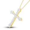 Thumbnail Image 2 of Diamond Cross Necklace 1/6 ct tw Round & Baguette 10K Yellow Gold 18&quot;