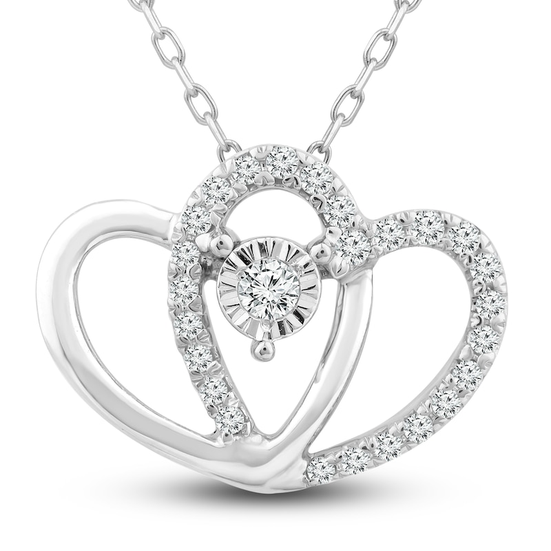 Diamond Heart Necklace 1/10 ct tw Round-Cut 10K White Gold 18