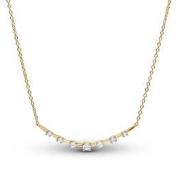Diamond Smile Necklace 1/5 ct tw Round-cut 10K Yellow Gold 16.4&quot;