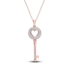 Thumbnail Image 0 of Diamond Heart & Key Necklace 1/4 ct tw Round-cut 10K Rose Gold 18"