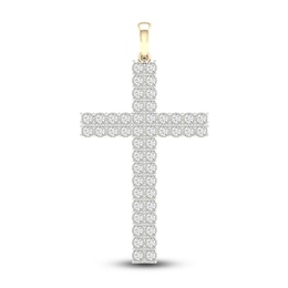 Men's Diamond Cross Pendant 1 ct tw Round-cut 10K Yellow Gold