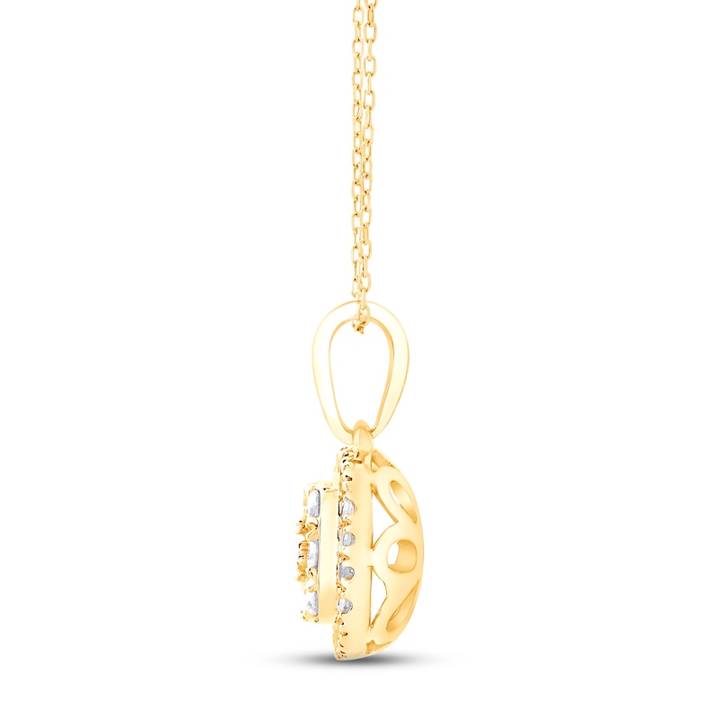 Main Image 2 of Diamond Cushion Necklace 1/4 ct tw Round-cut 10K Yellow Gold 18&quot;