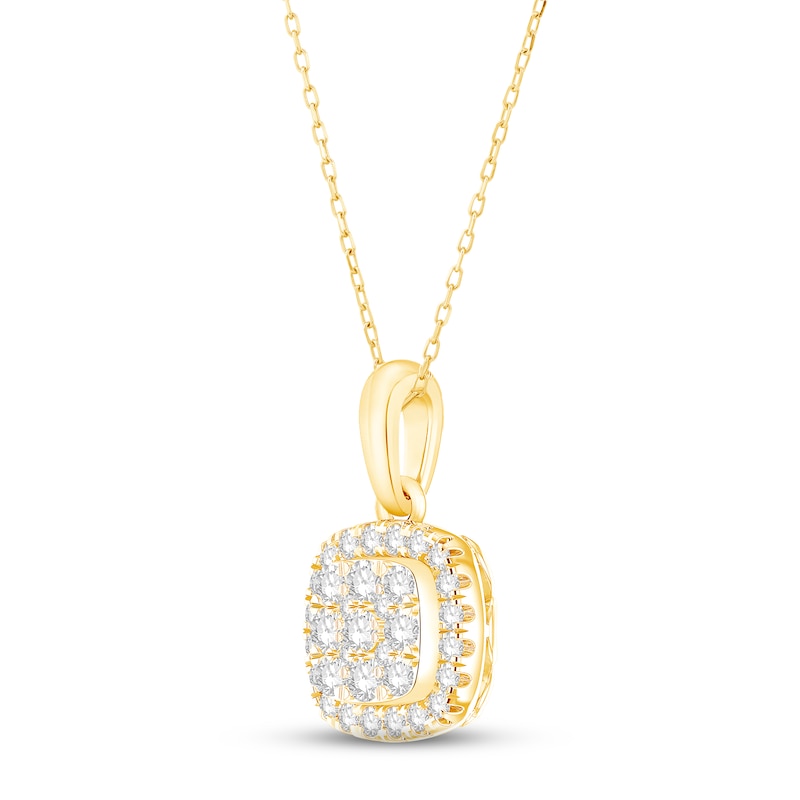 Main Image 3 of Diamond Cushion Necklace 1/4 ct tw Round-cut 10K Yellow Gold 18&quot;