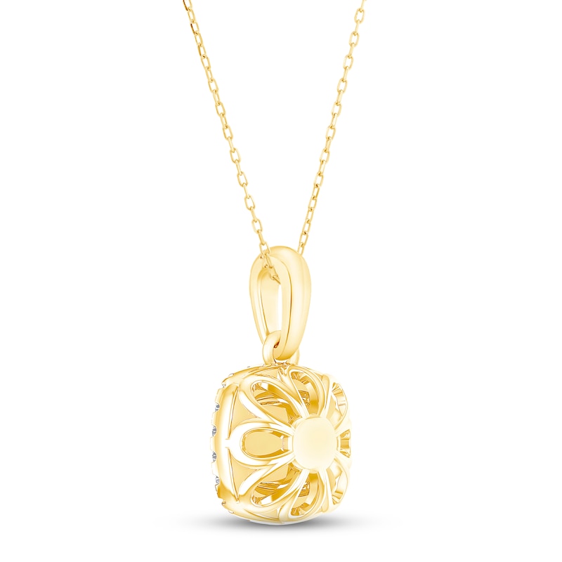 Main Image 4 of Diamond Cushion Necklace 1/4 ct tw Round-cut 10K Yellow Gold 18&quot;