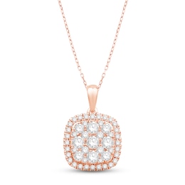 Diamond Cushion Necklace 1 ct tw Round-cut 10K Rose Gold 18&quot;