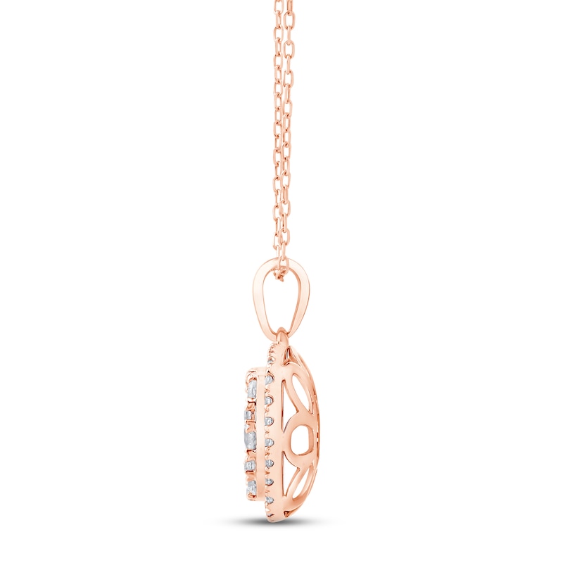 Main Image 2 of Diamond Cushion Necklace 1 ct tw Round-cut 10K Rose Gold 18&quot;