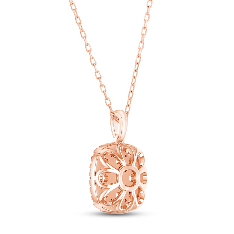 Main Image 4 of Diamond Cushion Necklace 1 ct tw Round-cut 10K Rose Gold 18&quot;