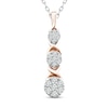 Thumbnail Image 1 of XO from KAY Diamond 3-Stone Necklace 1/4 ct tw Sterling Silver & 10K Rose Gold 18&quot;