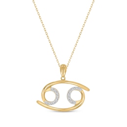 Diamond Cancer Necklace 1/10 ct tw Round-cut 10K Yellow Gold 18&quot;