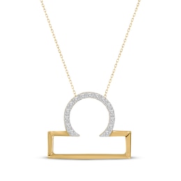 Diamond Libra Necklace 1/10 ct tw Round-cut 10K Yellow Gold 18&quot;