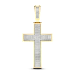 Men's Diamond Cross Charm 1 ct tw Round-cut 10K Yellow Gold