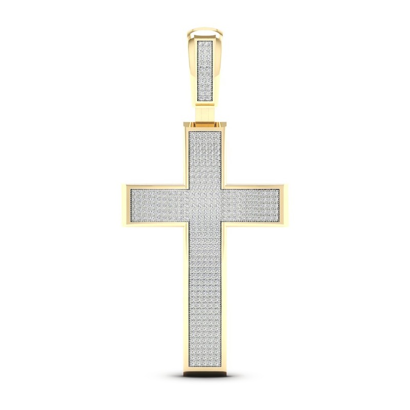 Main Image 1 of Men's Diamond Cross Charm 1 ct tw Round-cut 10K Yellow Gold