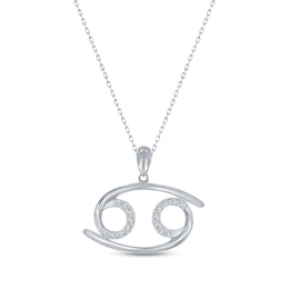 Diamond Cancer Necklace 1/10 ct tw Round-cut Sterling Silver 18&quot;