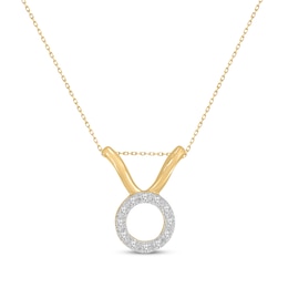 Diamond Taurus Necklace 1/10 ct tw Round-cut 10K Yellow Gold 18&quot;