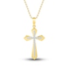 Thumbnail Image 1 of Diamond Cross Necklace 1/10 ct tw Round-cut 10K Yellow Gold 18&quot;