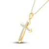 Thumbnail Image 2 of Diamond Cross Necklace 1/10 ct tw Round-cut 10K Yellow Gold 18&quot;