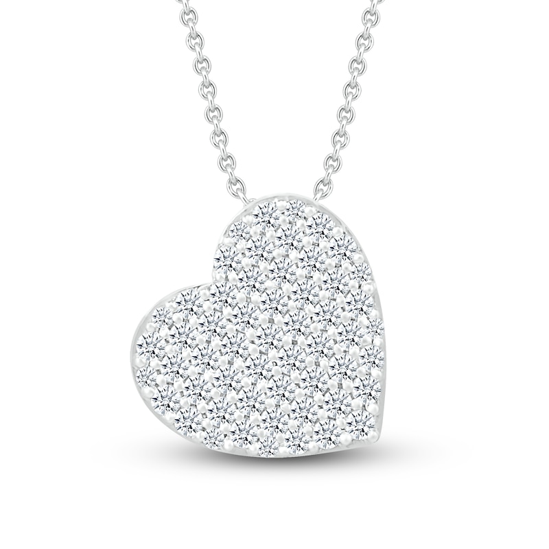 10k White Gold 1/4-ct. T.W. Round-Cut Diamond Heart Pendant
