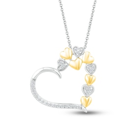 Diamond Heart Necklace 1/8 ct tw Round-cut 10K Yellow Gold & Sterling Silver 18&quot;