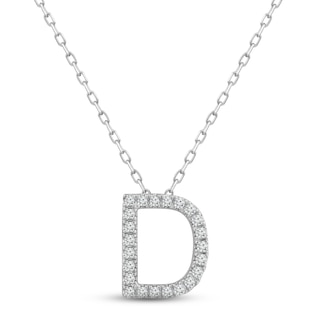 Diamond Letter M Necklace 1/8 ct tw Round-cut Sterling Silver 18