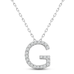 Diamond Letter G Necklace 1/8 ct tw Round-cut Sterling Silver 18&quot;